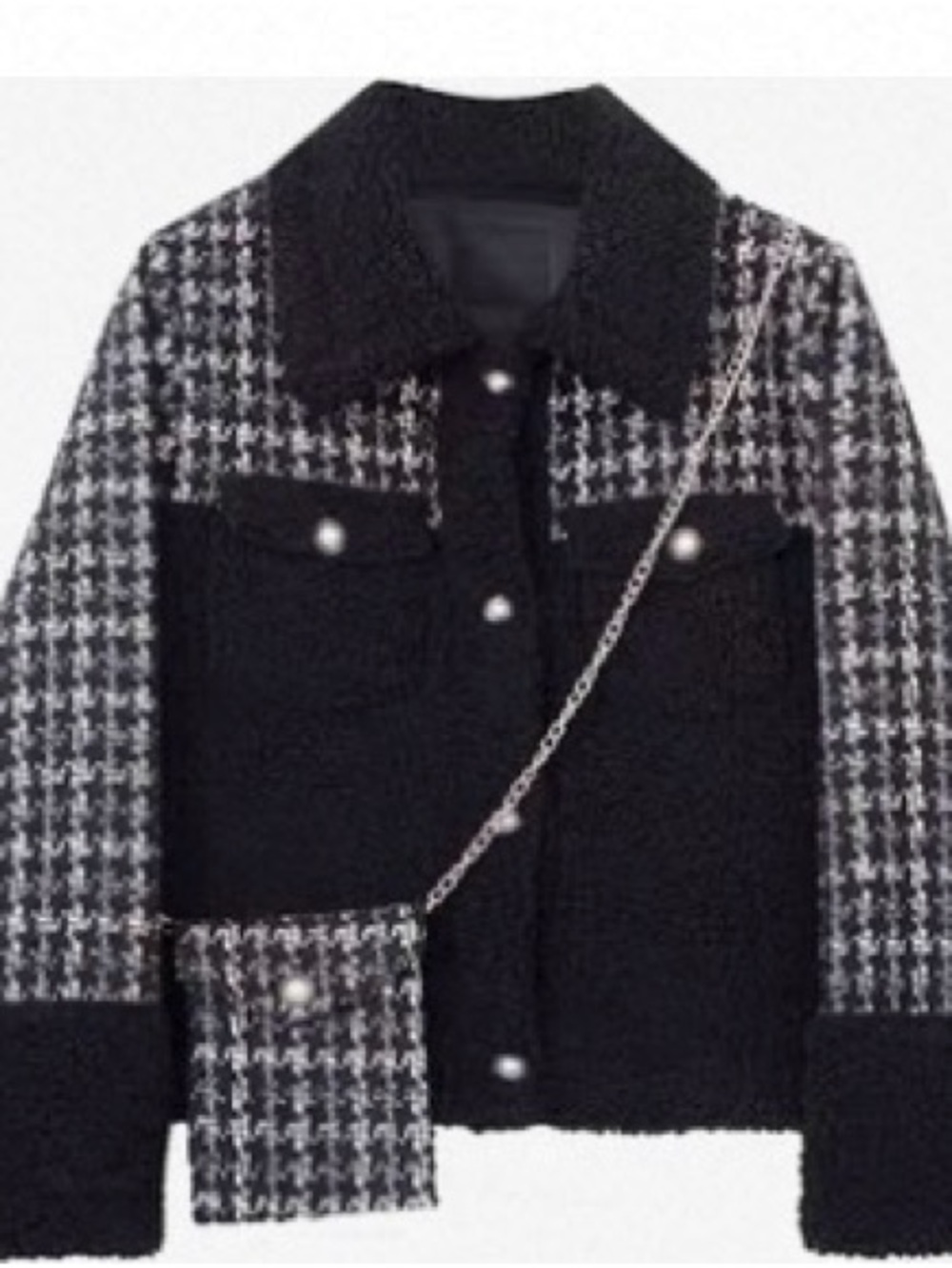 Kids Black Tweed & Sherpa Jacket - Classic Style